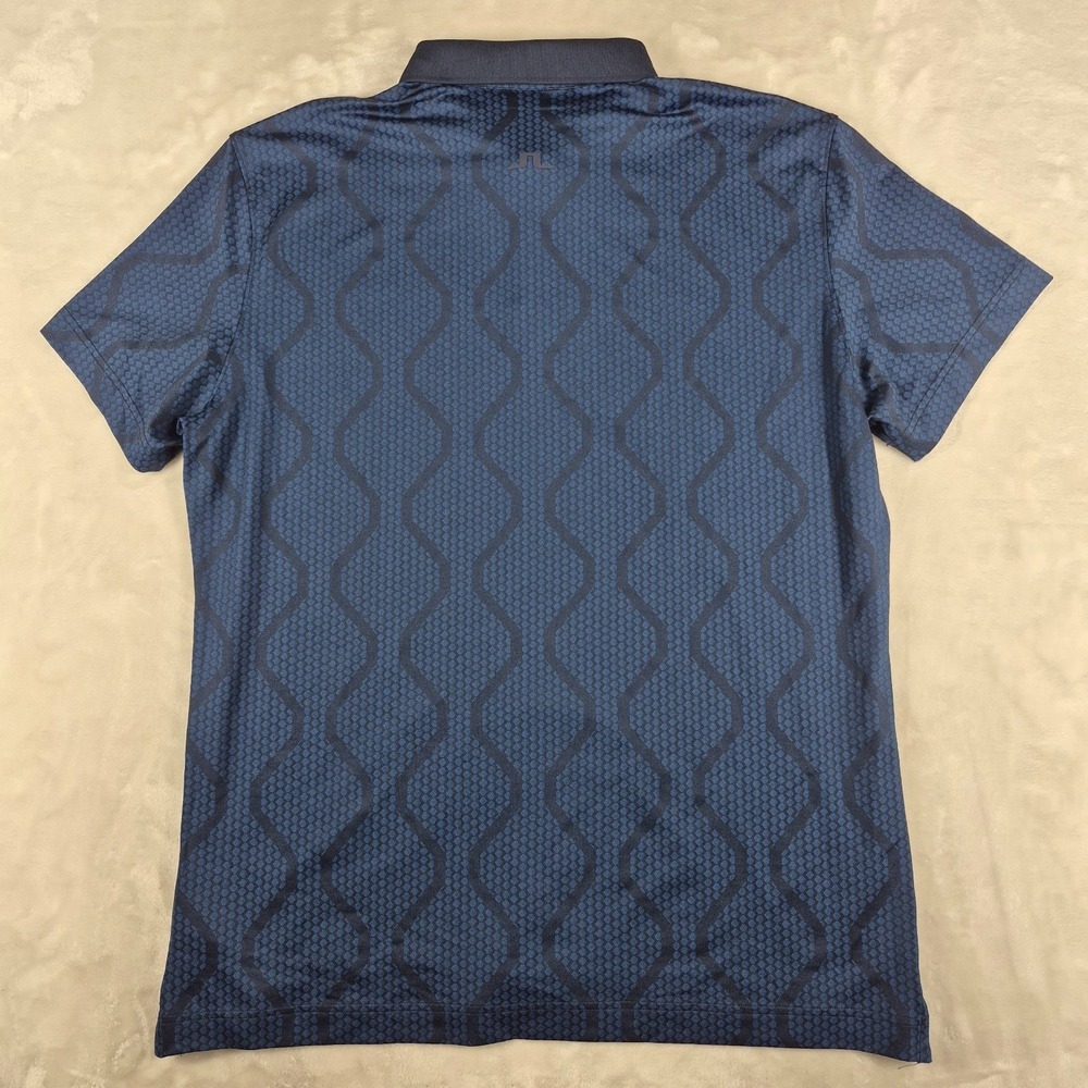 J. Lindeberg Polo Shirt Men's 2XL XXL Blue Golf Performance Geometric Regular - Picture 4 of 7